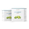 AgeAway_v1.0 Zwei weiße Schachteln kingenature AgeAway Shot, mit Abbildungen grüner Stachelfrüchte auf der Vorderseite und Produktdetails in Englisch und Deutsch.