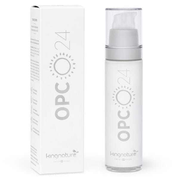 OPC 24 Tagescreme - kingnature kingnature, Naturkosmetik, schonend verarbeitet, Nahrungsergänzungsmittel, Top Qualität, Schweizer Produkt, Swiss Made, hochwertig, Rohstoffe, getestet, Pflanzenstoffe, Bioverfügbar, Swiss, Vitalstoffe, Vitalstoffmedizin, Wissenschaftlich bewiesen, 100% natürlich, OPC 24, tägliche Pflege, trockene Haut, beanspruche Hände, natürliches Anti-Aging, rückfettend, Mangobutter, dermatologisch getestet, OPC, Traubenkernextrakt, oxidativer Stress, Alterung, angenehmer Duft, Lotion, Creme, Kollagenaufbau, wertvolle Öle, Schlaf, Nachtcreme, Dermatologisch getestet, OPC 24 Tagescreme, Tag, Faltencreme